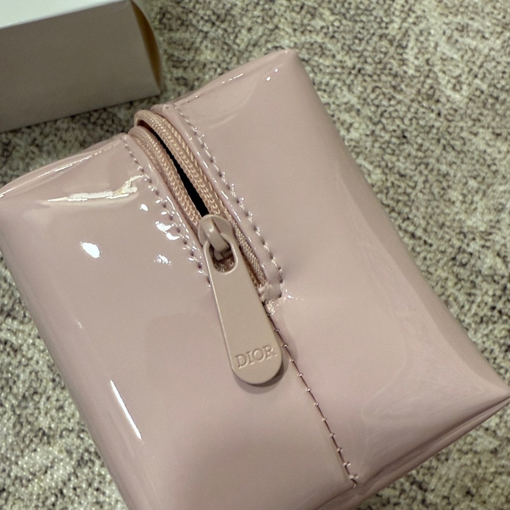 Dior Pink Shiny Zip Makeup Pouch - Picture 4 of 4